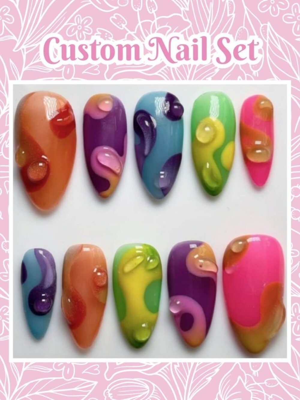 Lava Lamp Liquid Custom Reusable Press-On Nails (Made to Order)